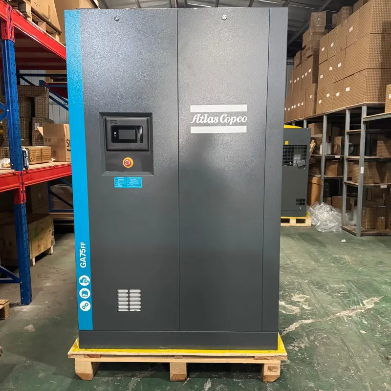 アトラスコプコ GA75FF オイルインジェクションスクリューコンプレッサー 75kW 100HP 一体型ドライヤー 純正