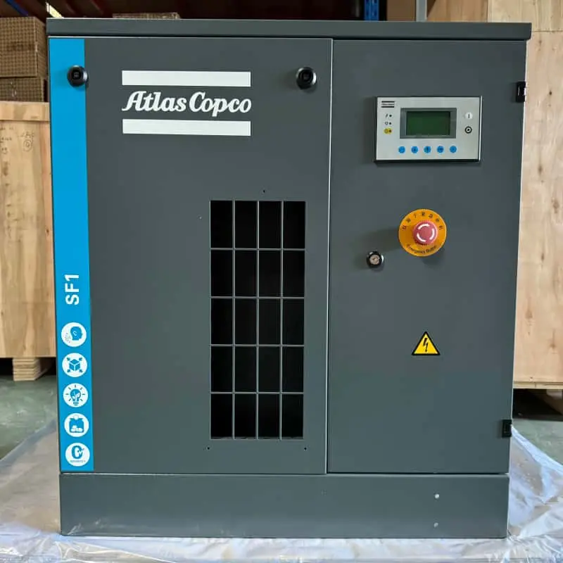 アトラスコプコ SF1 オイルフリースクロ​​ールエアコンプレッサー 15kW 2HP クラス0認定正規品